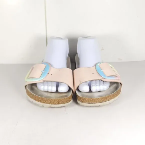 Birkenstock Women's Madrid Big Buckle EU41 US10 Leather Light Pink Slide Sandals - Picture 3 of 16